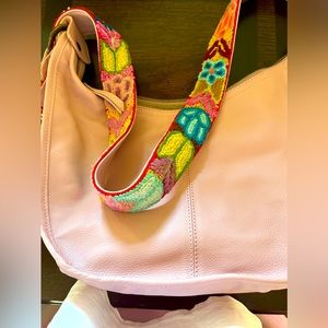 Leather light pink hobo